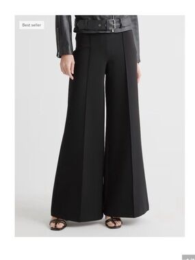 NWT Quince Black Ponte Super Wide Leg Pants